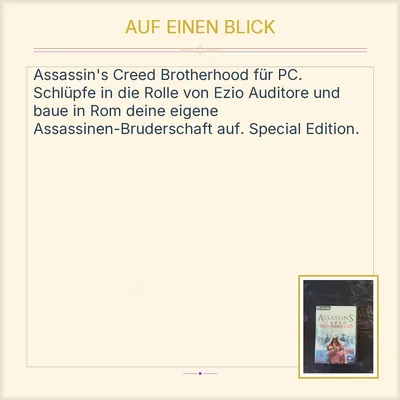Assassin's Creed Brotherhood Special Edition PC DVD-ROM Actionspiel Ubisoft