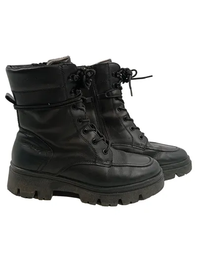 Tamaris Damen Stiefeletten Schnürstiefel Leder Schwarz Gr. 39 Casual