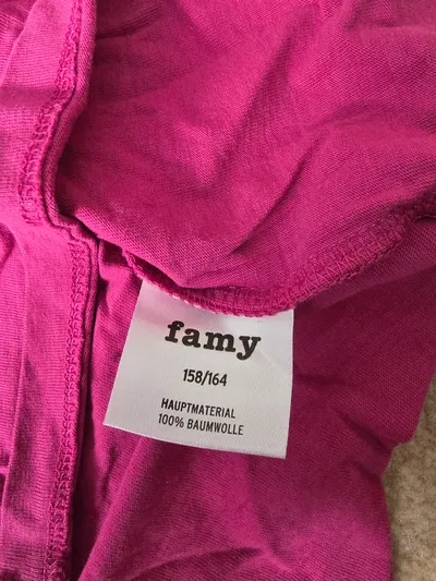 Famy T-Shirt Kinder Gr. 158, 164 Pink Kurzarm 100% Baumwolle Basic