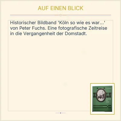 Köln so wie es war Bildband Peter Fuchs Droste Verlag Historische Fotografie