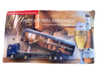 Grell Modellfahrzeug LKW Kulmbacher Malztransport Teleskopauflieger Blau
