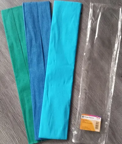 Ideen mit Herz 3 Krepp-Papiere Bastelmaterial Blau Aquagrün 50x200cm 32g/m²