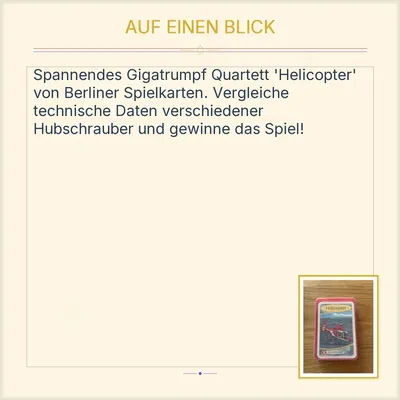 Berliner Spielkarten Kartenspiel Helicopter Gigatrumpf Quartett Hubschrauber