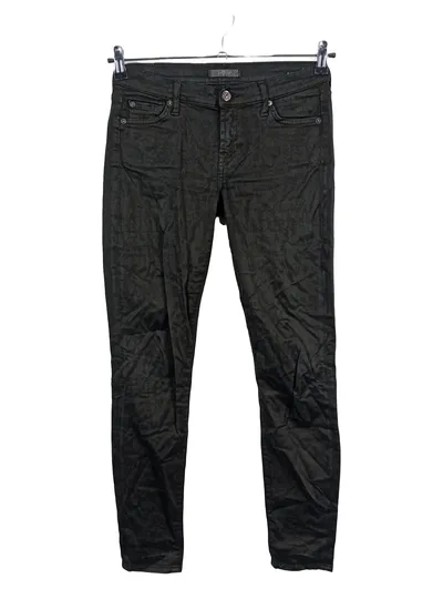 7 For All Mankind Damen Jeans Slim Fit Nieten Hose Schwarz W26 L28