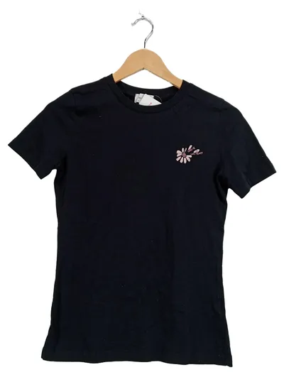 ARMEDANGELS Damen T-Shirt Gr. 36 S Schwarz Blumen Print Casual Kurzarm