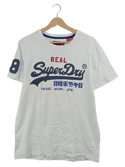 Superdry Herren T-Shirt Real Logo Weiß Gr. 52 XL Casual Baumwolle