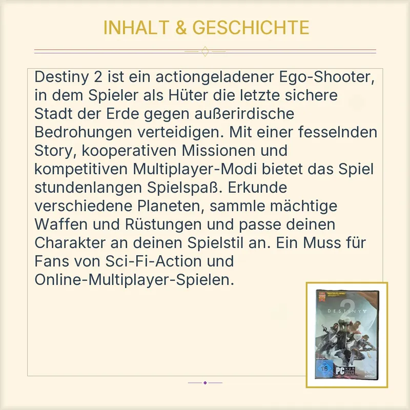 Destiny 2 PC Spiel Bungie Action Shooter Sci-Fi Multiplayer USK 16 4