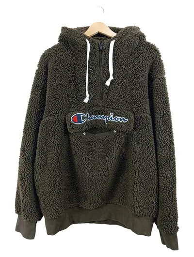 Champion Herren Fleecejacke Fleecepullover Oliv Gr. 52;XL Kapuze Logo