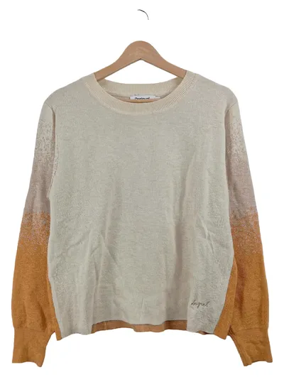 Desigual Damen Pullover Strickpullover Ombre-Look Beige Gr. 42 XL