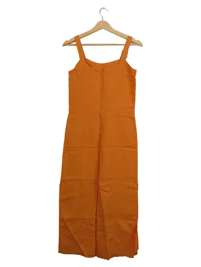 Best Connections Sommerkleid Damen Maxikleid Leinen Orange Gr. 34