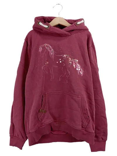 Yigga Kapuzenpullover Hoodie Rot Pferde-Print Pailletten Gr. 158, 164 Mädchen