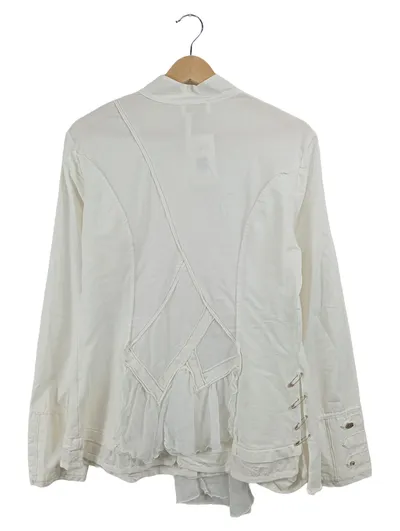 Elisa Cavaletti Bluse Damen Gr. 38 Weiß Applikationen Casual Langarm