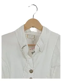 Elisa Cavaletti Bluse Damen Gr. 38 Weiß Applikationen Casual Langarm 4