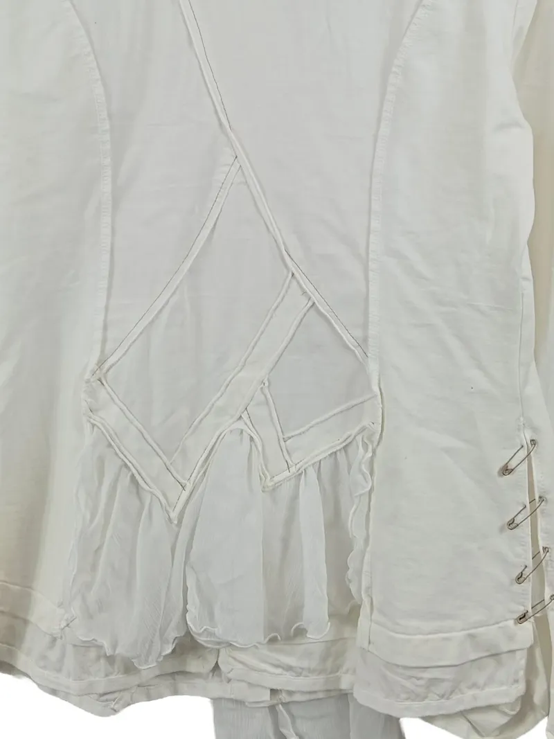 Elisa Cavaletti Bluse Damen Gr. 38 Weiß Applikationen Casual Langarm 6