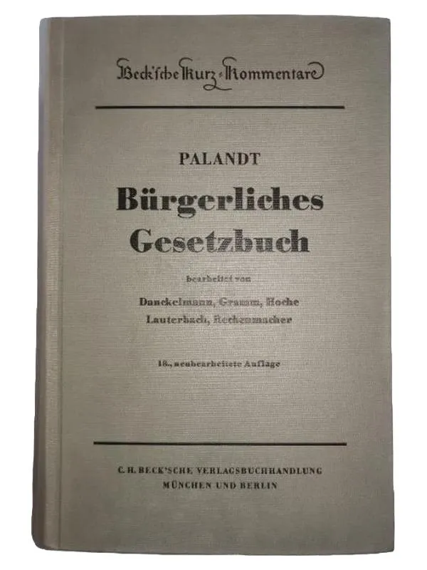 Bürgerliches Gesetzbuch Palandt 18. Auflage C.H. Beck 1