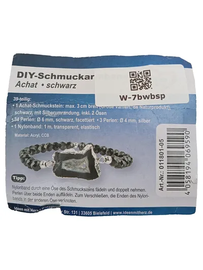 Ideen mit Herz DIY-Schmuckarmband Achat Bastelset Schwarz Damen