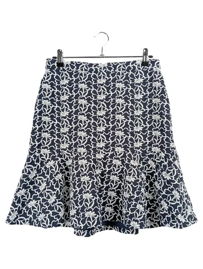 Ann Taylor Damen A-Linienrock Midirock Blau Blumenmuster Gr. 38