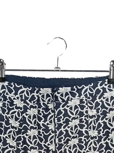 Ann Taylor Damen A-Linienrock Midirock Blau Blumenmuster Gr. 38