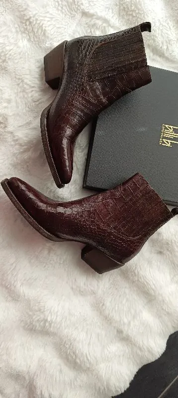 Billi Bi Damen Stiefelette Chelsea Boot Kroko-Optik Braun Gr. 39 4