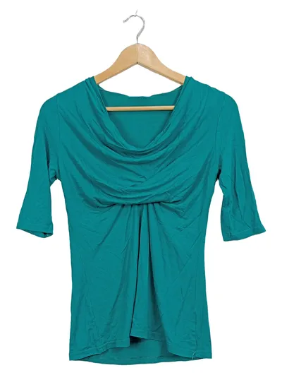 ORSAY Damen Bluse Wasserfallausschnitt Petrol Gr. S 36 Viskose