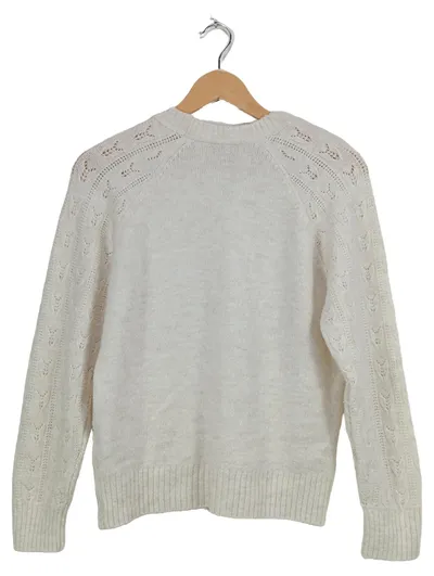 Etam Damen Pullover Strickpullover Weiß Gr. 36 S Casual mit Taschen