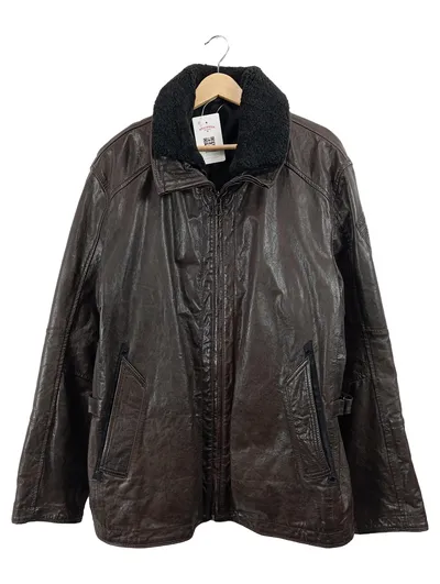 Strellson Herren Lederjacke Braun Gr. 52 XL Casual