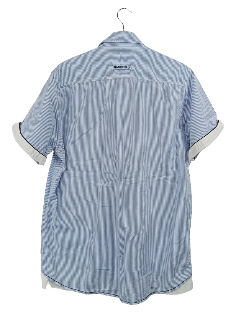 Basefield Freizeithemd Herren Kurzarm Gestreift Blau Gr. 50 L 2