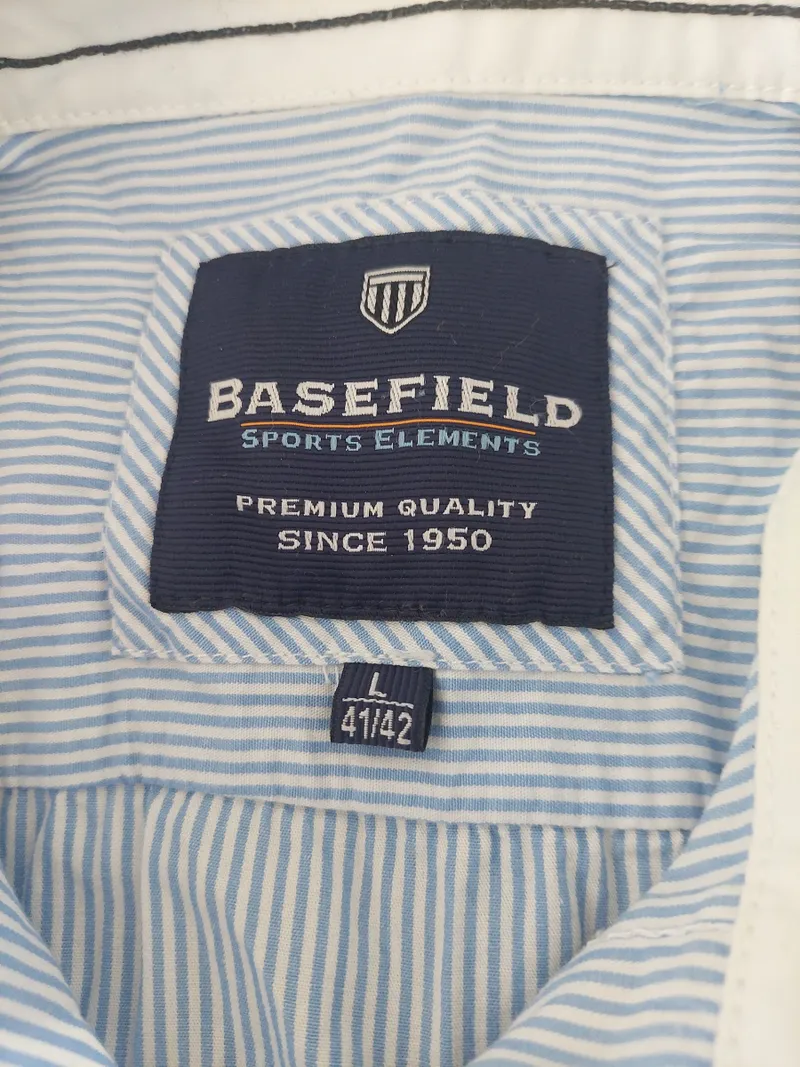 Basefield Freizeithemd Herren Kurzarm Gestreift Blau Gr. 50 L 6