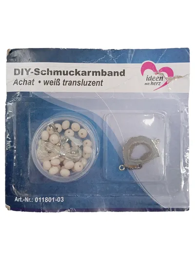 Ideen mit Herz DIY-Schmuckarmband Achat Bastelset weiß transluzent