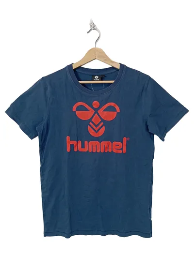 hummel Kinder T-Shirt Logo Blau Gr. 46, 50 Kurzarm Sportlich Baumwolle