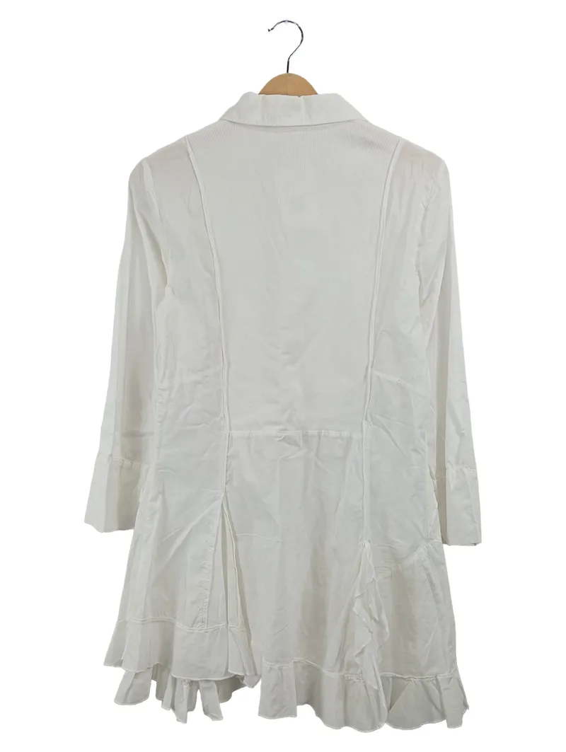 Elisa Cavaletti Damen Bluse Weiß Gr. 38 Rüschen Zierknöpfe Romantisch 2