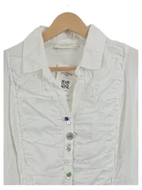 Elisa Cavaletti Damen Bluse Weiß Gr. 38 Rüschen Zierknöpfe Romantisch 3