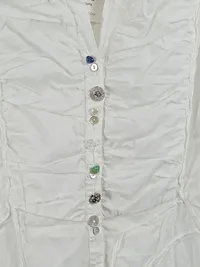 Elisa Cavaletti Damen Bluse Weiß Gr. 38 Rüschen Zierknöpfe Romantisch 5
