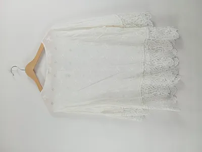 Alessa W. Damen Bluse Gr. 44 Weiß Romantisch Spitze Stickerei Viskose
