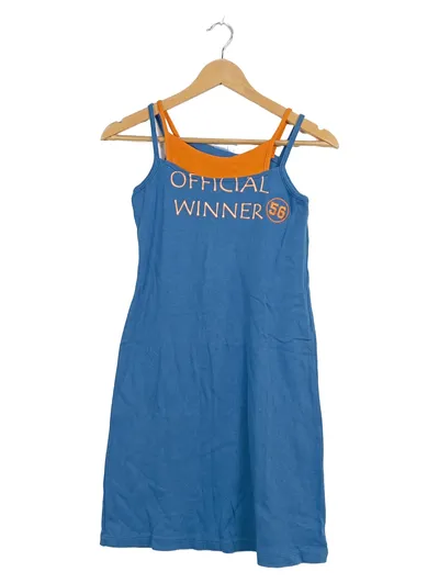 CRASH ONE Mädchen Sommerkleid Gr. 164 Blau Orange Trägerkleid Baumwolle