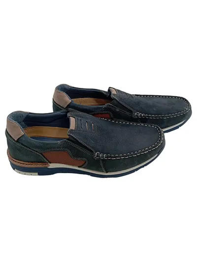 Franco Bettoni Herren Slipper Leder Blau Gr. 44 Casual Slip-On