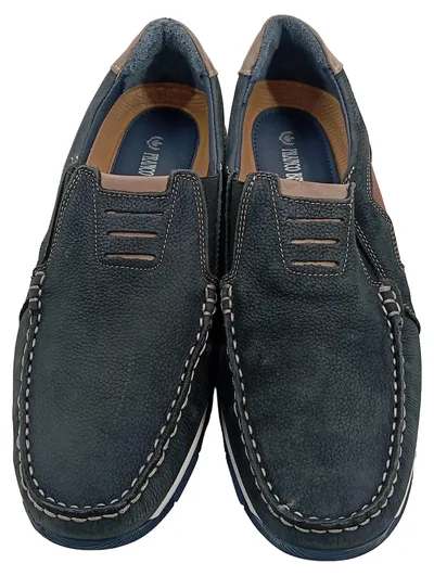 Franco Bettoni Herren Slipper Leder Blau Gr. 44 Casual Slip-On