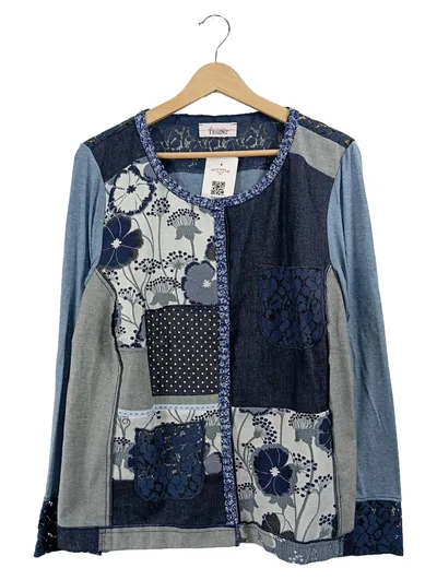 Linea Tesini Leichte Jacke Patchwork Design Blau Gr. 44 Damen