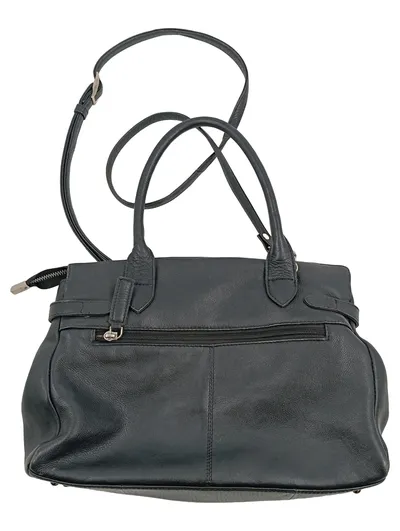 Funbag Damen Henkeltasche Leder Schwarz Klassisch Handtasche mit Schloss