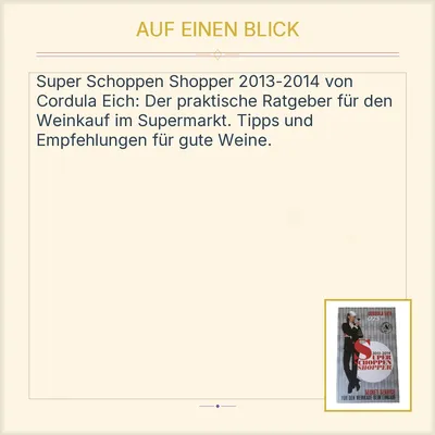 Super Schoppen Shopper 2013-2014 Cordula Eich Secret Service Weinkauf Ratgeber