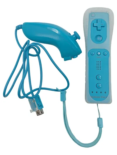 Nintendo Wii Controller Fernbedienung Nunchuk Motion 2 in 1 Blau