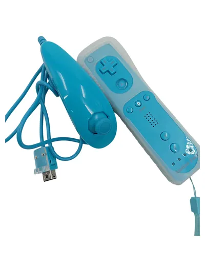 Nintendo Wii Controller Fernbedienung Nunchuk Motion 2 in 1 Blau