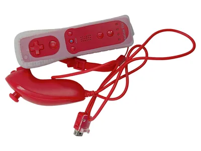 Nintendo Wii Motion 2in1 Controller Rot mit Nunchuk Hülle