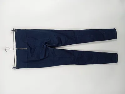Markenlos Stoffhose Damen Blau Gr. 38 W29 Reißverschluss Casual