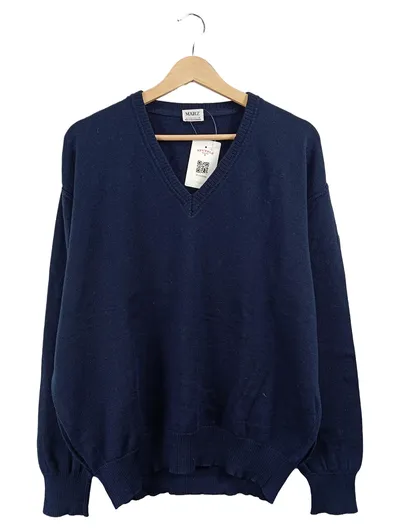 MAERZ Muenchen Herren Pullover V-Ausschnitt Blau Gr. 54 XXL Klassisch
