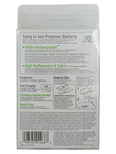 Sony CP-V3(L) Powerbank Tragbares Ladegerät Akku 2800mAh Blau