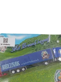Březňák LKW Modellauto Sattelzug original böhmisch Werbetruck Blau 20cm 3