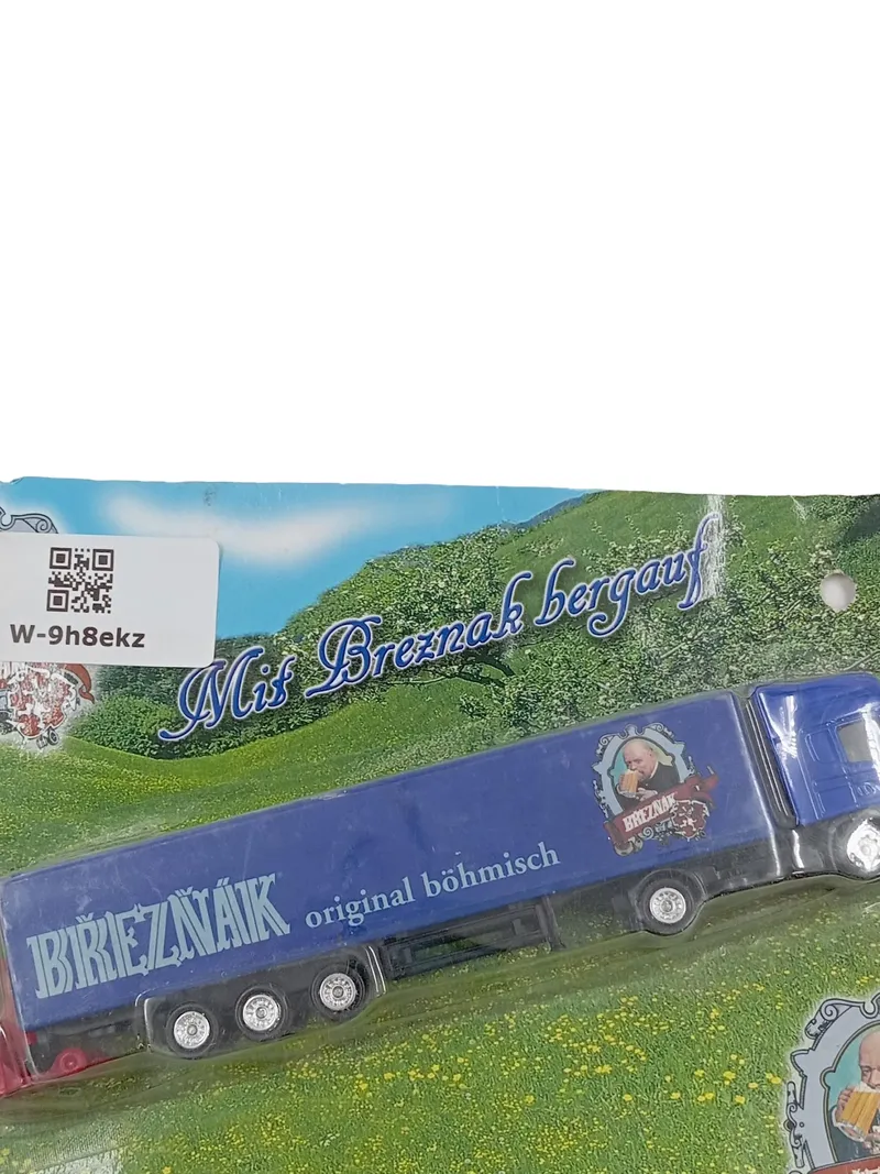 Březňák LKW Modellauto Sattelzug original böhmisch Werbetruck Blau 20cm 3