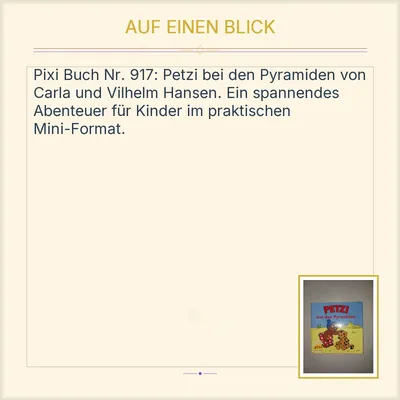 Pixi Buch Nr. 917 Petzi bei den Pyramiden Carla und Vilhelm Hansen Kinderbuch