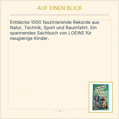 Das Buch der 1000 Rekorde Loewe Sachbuch für Kinder